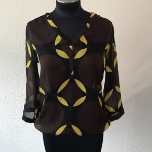 The Limited Outback Red patterned sheer blouse S